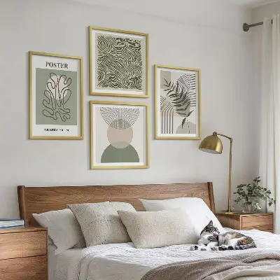 Dekorativní sada obrazů geometrické botanické vzory