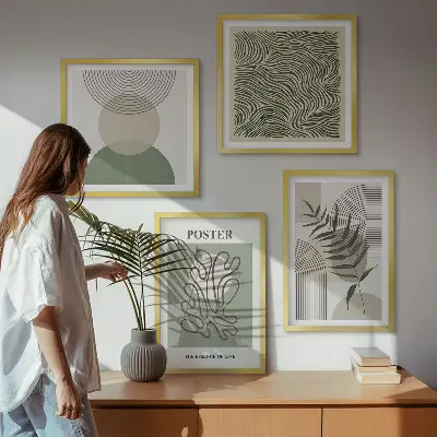 Dekorativní sada obrazů geometrické botanické vzory