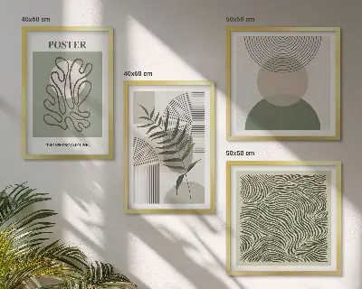 Dekorativní sada obrazů geometrické botanické vzory