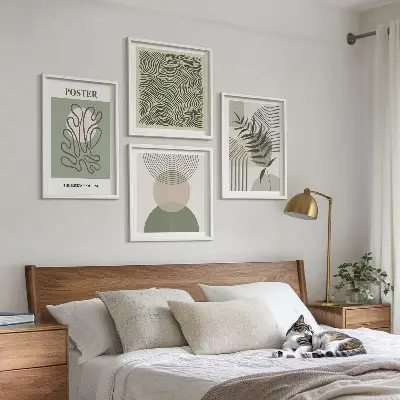 Dekorativní sada obrazů geometrické botanické vzory