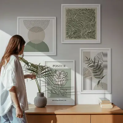 Dekorativní sada obrazů geometrické botanické vzory