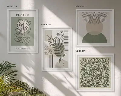 Dekorativní sada obrazů geometrické botanické vzory