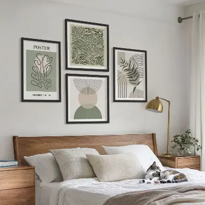 Dekorativní sada obrazů geometrické botanické vzory