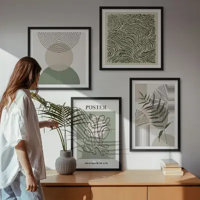 Dekorativní sada obrazů geometrické botanické vzory