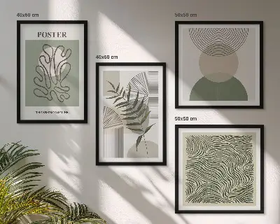Dekorativní sada obrazů geometrické botanické vzory