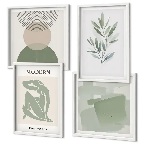 Moderní sada obrazů stylová abstraktní grafika rostlin