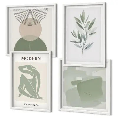 Moderní sada obrazů stylová abstraktní grafika rostlin