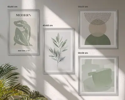 Moderní sada obrazů stylová abstraktní grafika rostlin