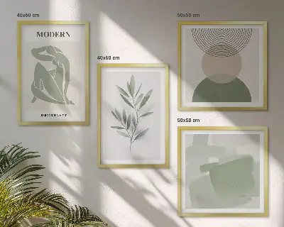 Moderní sada obrazů stylová abstraktní grafika rostlin