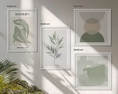 Moderní sada obrazů stylová abstraktní grafika rostlin