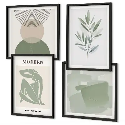 Moderní sada obrazů stylová abstraktní grafika rostlin