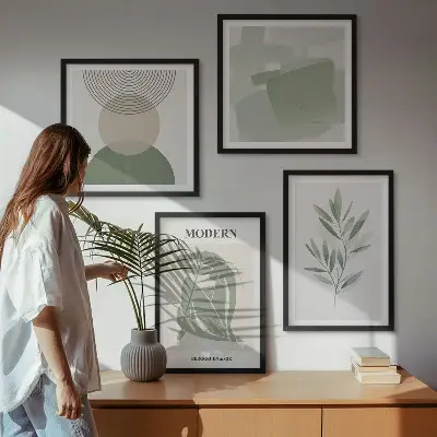 Moderní sada obrazů stylová abstraktní grafika rostlin