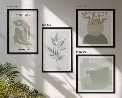Moderní sada obrazů stylová abstraktní grafika rostlin