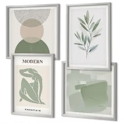 Moderní sada obrazů stylová abstraktní grafika rostlin