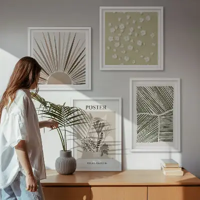 Dekorativní sada obrazů rostlinné motivy v tlumených barvách