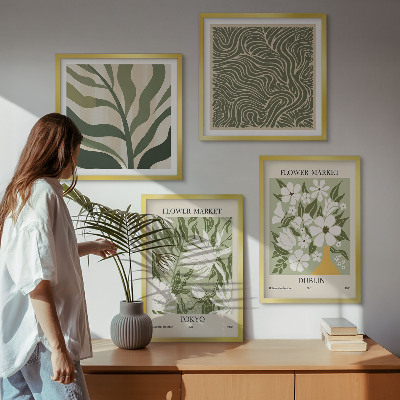 Moderní sada obrazů Boho dekorace s rostlinnými vzory