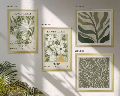 Sada obrazů s rostlinnými vzory v boho stylu