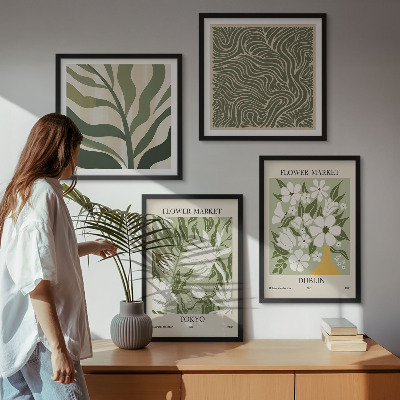 Moderní sada obrazů Boho dekorace s rostlinnými vzory