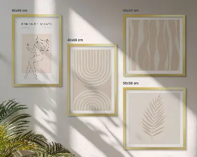 Dekorativní sada obrazů v abstraktním boho stylu