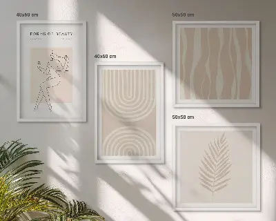 Dekorativní sada obrazů v abstraktním boho stylu