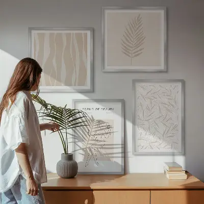 Dekorativní sada obrazů s minimalistickými rostlinnými motivy