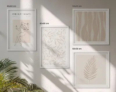 Dekorativní sada obrazů s minimalistickými rostlinnými motivy
