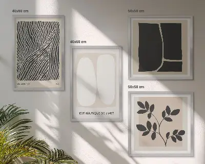 Sada obrazů s rostlinnými motivy minimalistické provedení