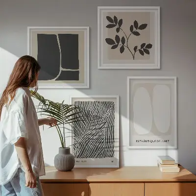 Sada obrazů s rostlinnými motivy minimalistické provedení