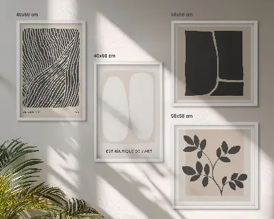 Sada obrazů s rostlinnými motivy minimalistické provedení
