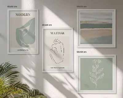 Dekorativní sada obrazů s motivem abstraktních tvarů rostlin