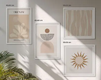 Moderní sada obrazů stylové abstraktní v béžových odstínech