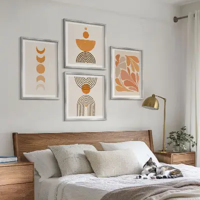 Dekorativní sada obrazů abstraktní oranžové tvary