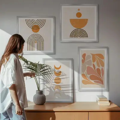 Dekorativní sada obrazů abstraktní oranžové tvary