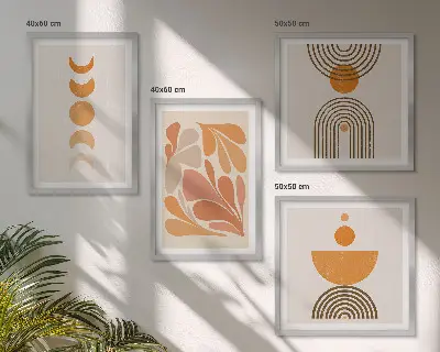 Dekorativní sada obrazů abstraktní oranžové tvary