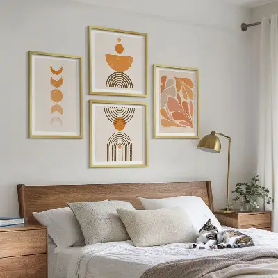 Dekorativní sada obrazů abstraktní oranžové tvary