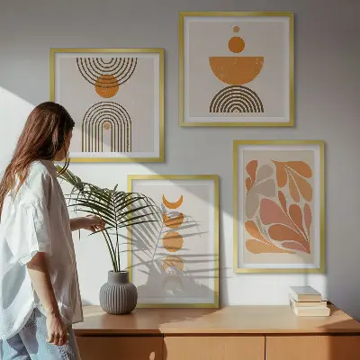 Dekorativní sada obrazů abstraktní oranžové tvary