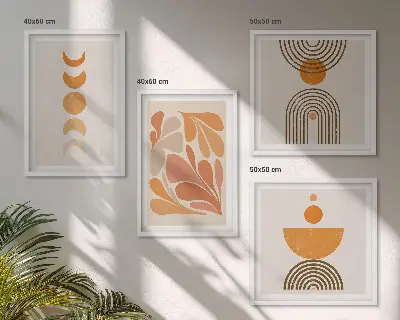 Dekorativní sada obrazů abstraktní oranžové tvary