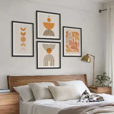 Dekorativní sada obrazů abstraktní oranžové tvary