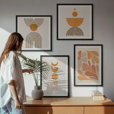 Dekorativní sada obrazů abstraktní oranžové tvary