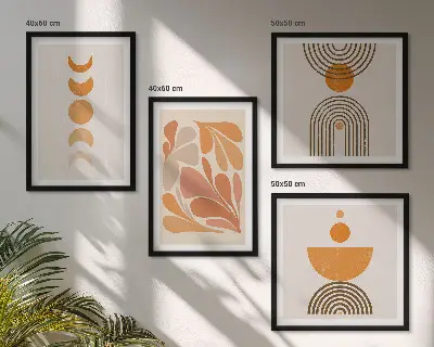 Dekorativní sada obrazů abstraktní oranžové tvary