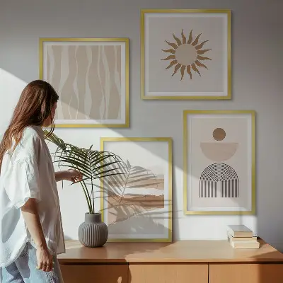 Dekorativní sada obrazů abstraktní geometrie krajiny a přírody
