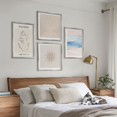 Moderní sada obrazů Linie vlny pastelové minimalistické