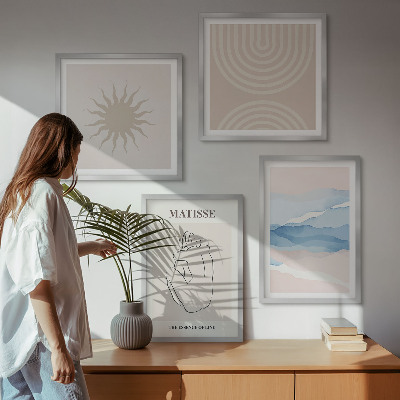 Moderní sada obrazů Linie vlny pastelové minimalistické