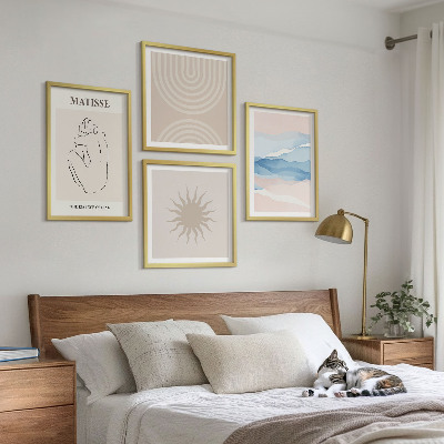 Moderní sada obrazů Linie vlny pastelové minimalistické