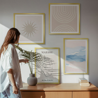 Moderní sada obrazů Linie vlny pastelové minimalistické