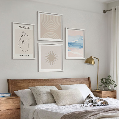 Moderní sada obrazů Linie vlny pastelové minimalistické