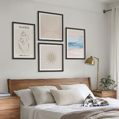 Moderní sada obrazů Linie vlny pastelové minimalistické