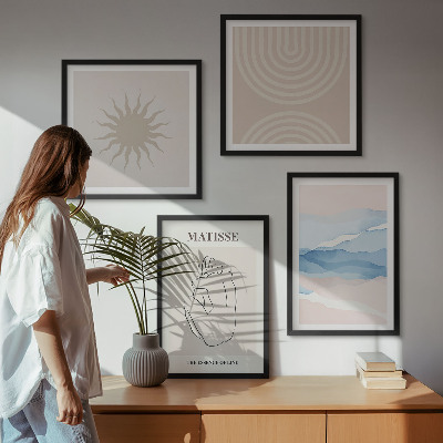 Moderní sada obrazů Linie vlny pastelové minimalistické