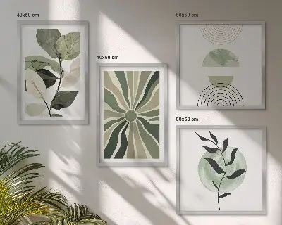 Sada obrazů Geometrické tvary rostlin moderní provedení