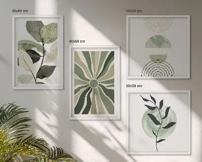 Sada obrazů Geometrické tvary rostlin moderní provedení